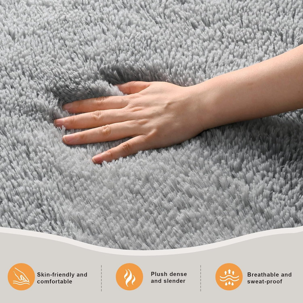 Zentavio Area Rugs for Living Room Grey Rugs for Bedroom 4x6 Carpet Fluffy Furry Soft Shag Aesthetic Plush High Pile Gray Throw Rug for Nursery Kids Room Dorm