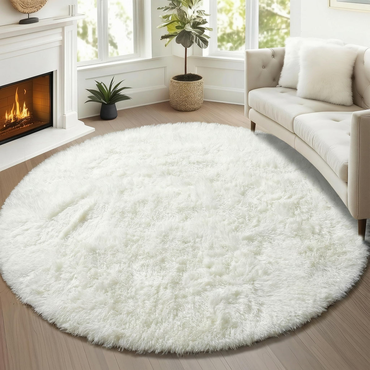Area Rugs for Bedroom Living Room, 4x6 Fluffy Grey and Black Geometric Rug