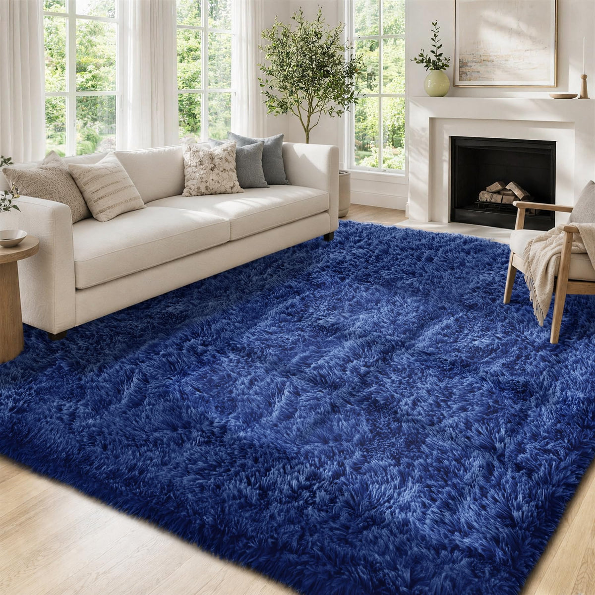 Tosuoka 4x6 Area Rugs for Bedroom, Soft Fluffy Shag Thick Black Rug