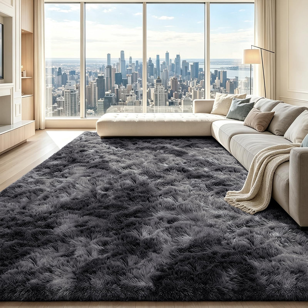 4x6 Beige Rug for Bedroom, Fluffy Shag Area Rug Small Rug Bedroom Carpet