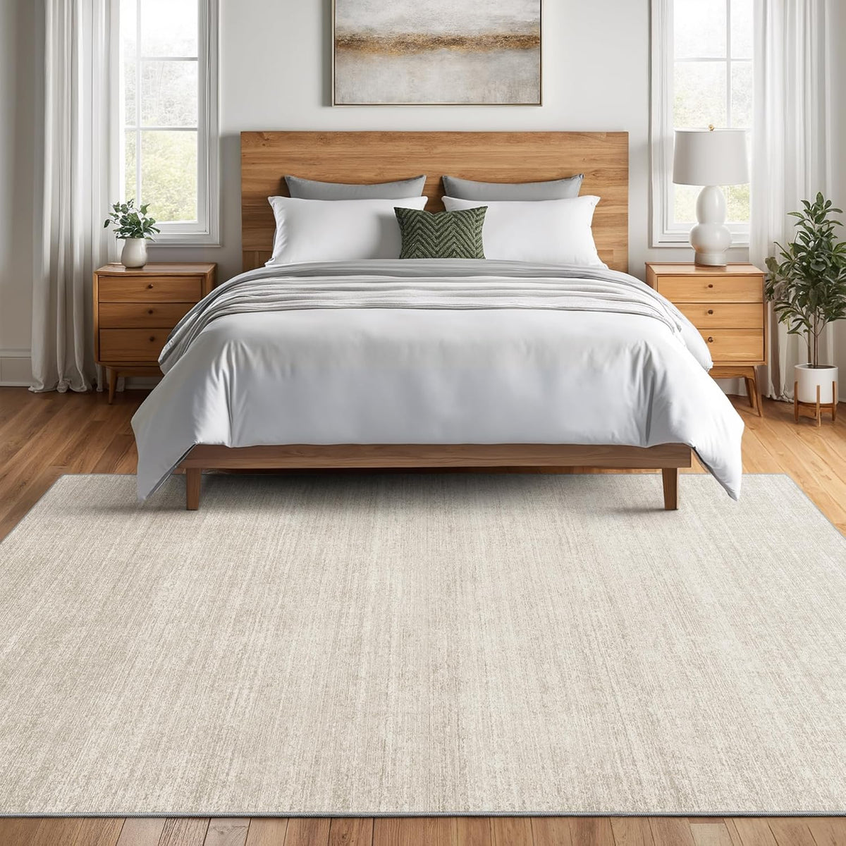 Valenrug Beige 8x10 Area Rugs for Living Room, Large Washable Rug Non Slip