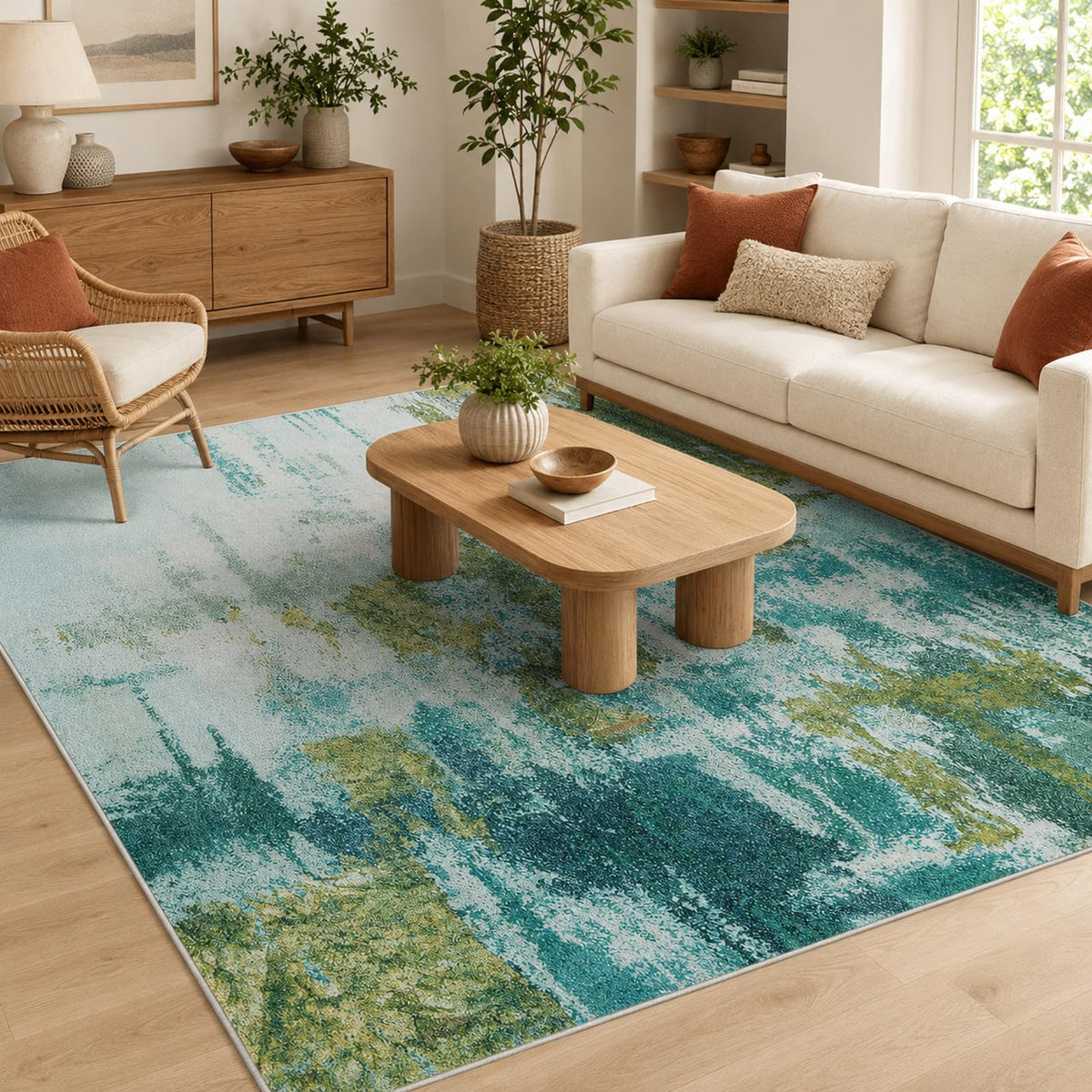 Living Room Rug 5x7 Gray Area Rug Machine Washable Boho Rug Non Slip Abstract Vintage Indoor Large Rugs for Bedroom, Classroom, College Dorm, Farmhouse, Dining Room, Kids Playroom