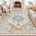 Sage Green 8x10 Area Rug for Living Room, Vintage Boho Large Carpet