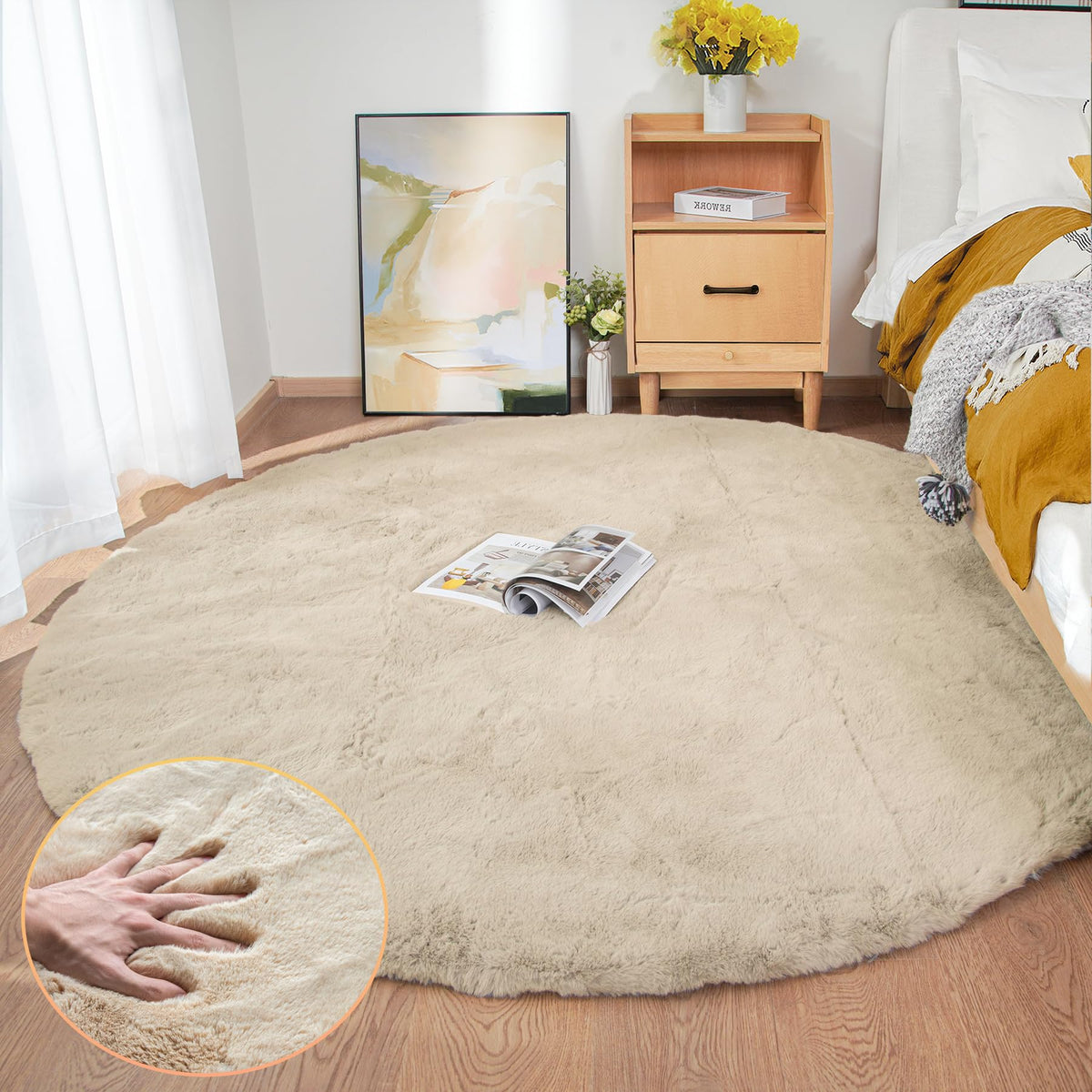ORINOVA White Faux Bunny Fluffy Fur Rug Washable Area Rugs for Living Room Nursery Rugs for Bedroom 2x3 Rectange Rug Cute Home Décor
