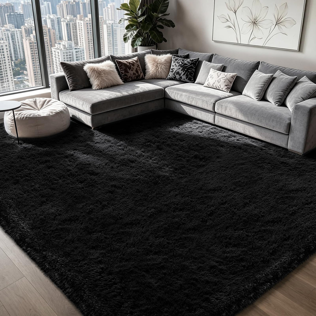 Shag Area Rugs for Bedroom Living Room,4X6 Ultra Soft Fluffy Area Rugs for Dorm,Indoor Carpet Plush Rugs for Home Decor,Tie-Dye Grey