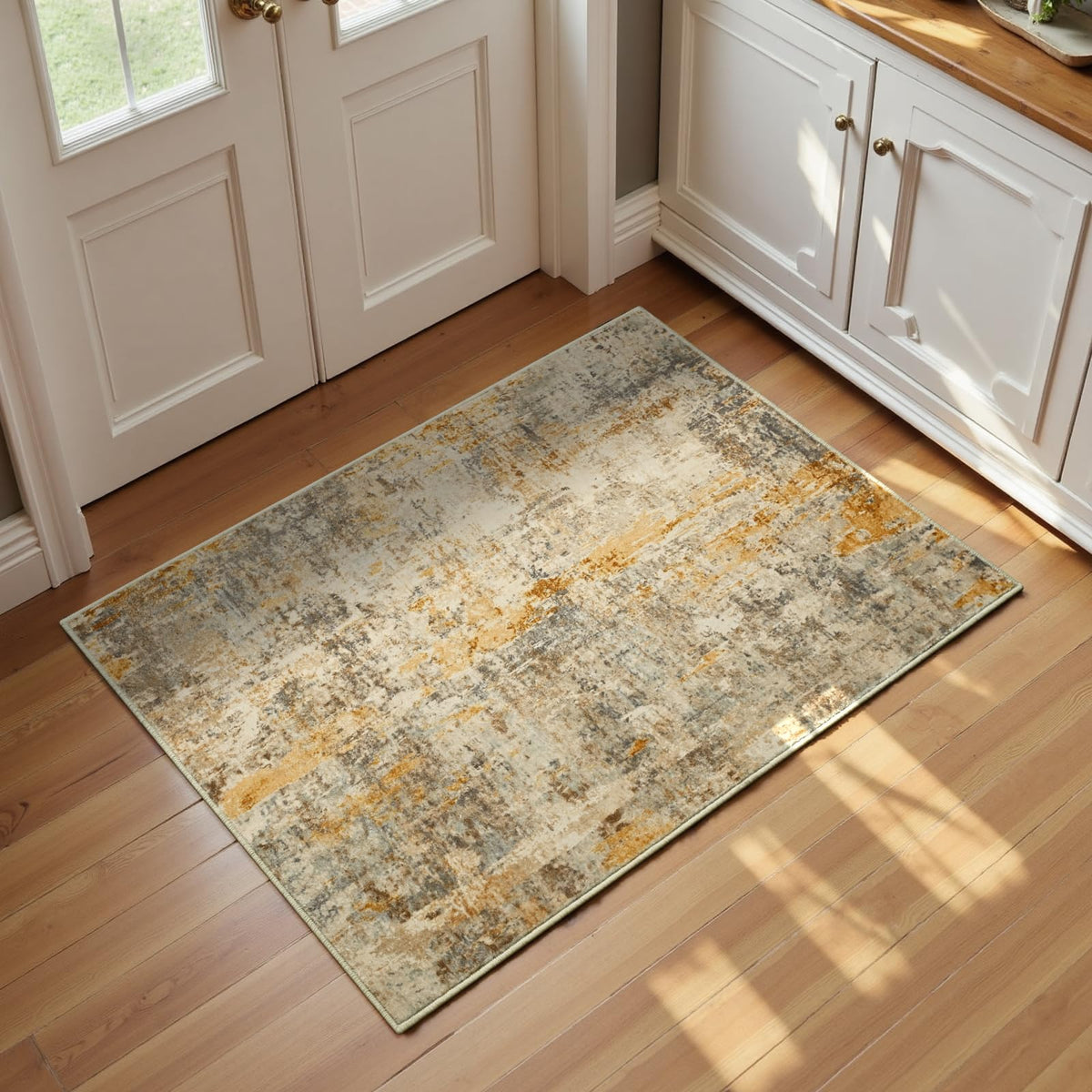 Living Room Rug 5x7 Gray Area Rug Machine Washable Boho Rug Non Slip Abstract Vintage Indoor Large Rugs for Bedroom, Classroom, College Dorm, Farmhouse, Dining Room, Kids Playroom