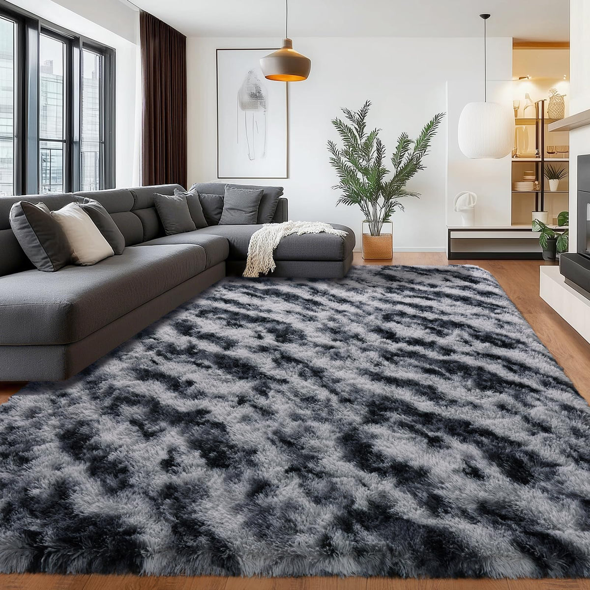 Large Cream White Rugs 5x7, Fluffy Shag Living Room Area Rugs
