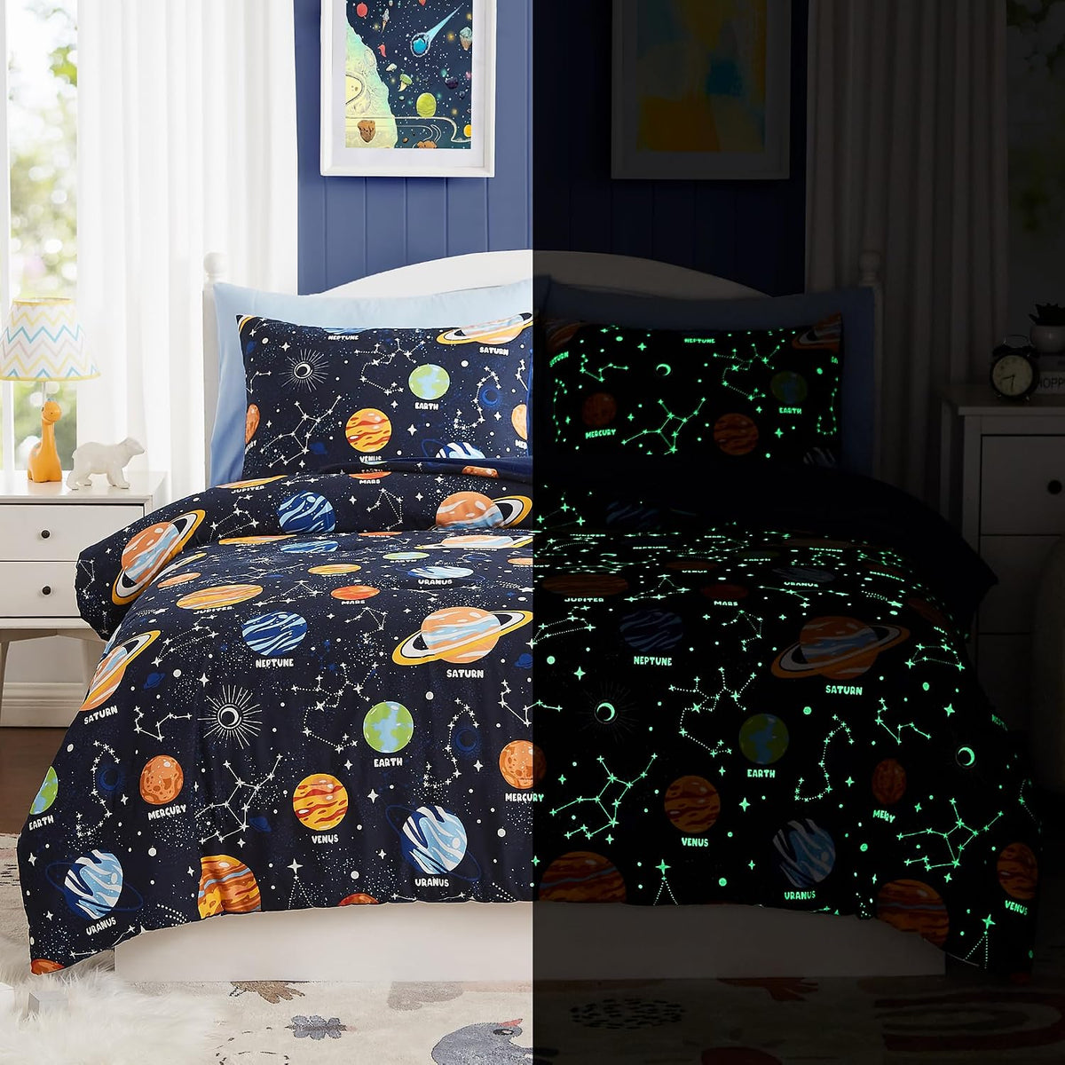 Twin Bedding Sets for Boys - 5 Pieces Space Bedding Twin Comforter Set