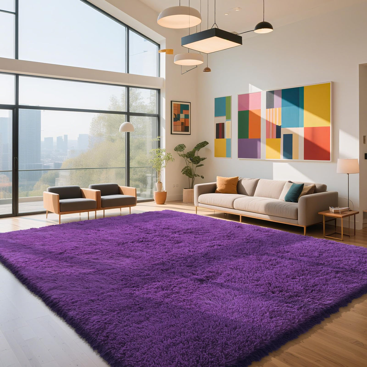 4x6 Beige Rug for Bedroom, Fluffy Shag Area Rug Small Rug Bedroom Carpet
