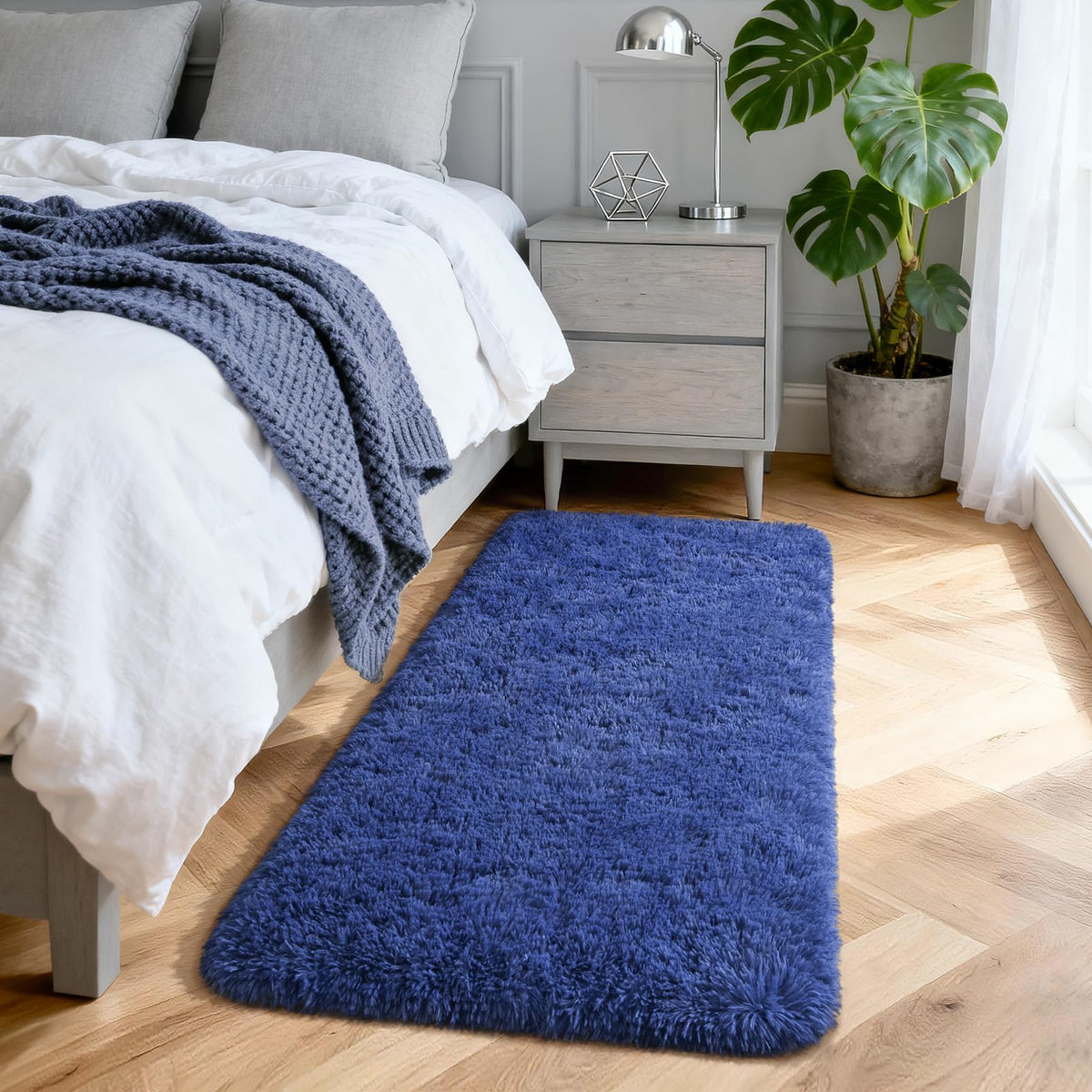 Merelax Soft Area Rug for Livingroom Bedroom, Machine Washable 4x6 Black Rugs Fluffy Shaggy Bedside Rug, Non Slip Indoor Carpet for Nursery Kids Room Home Decor Aesthetic