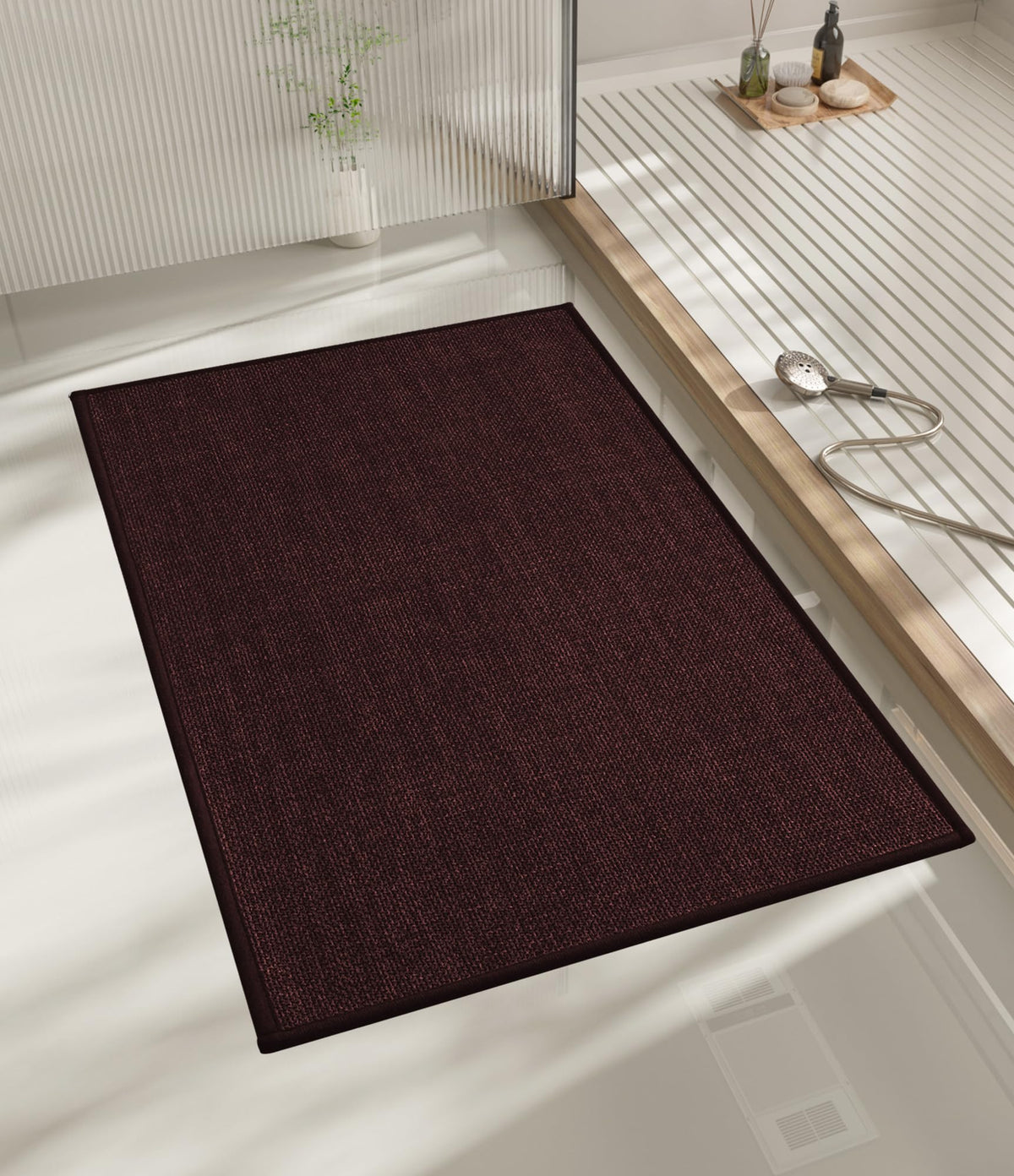 chakme Bathroom Rugs Mat 24x17, Ultra Thin Non Slip Bath Mat Small Quick Dry Absorbent Bath Mat for Bathroom Floor, (Dark Beige, 24"x17")