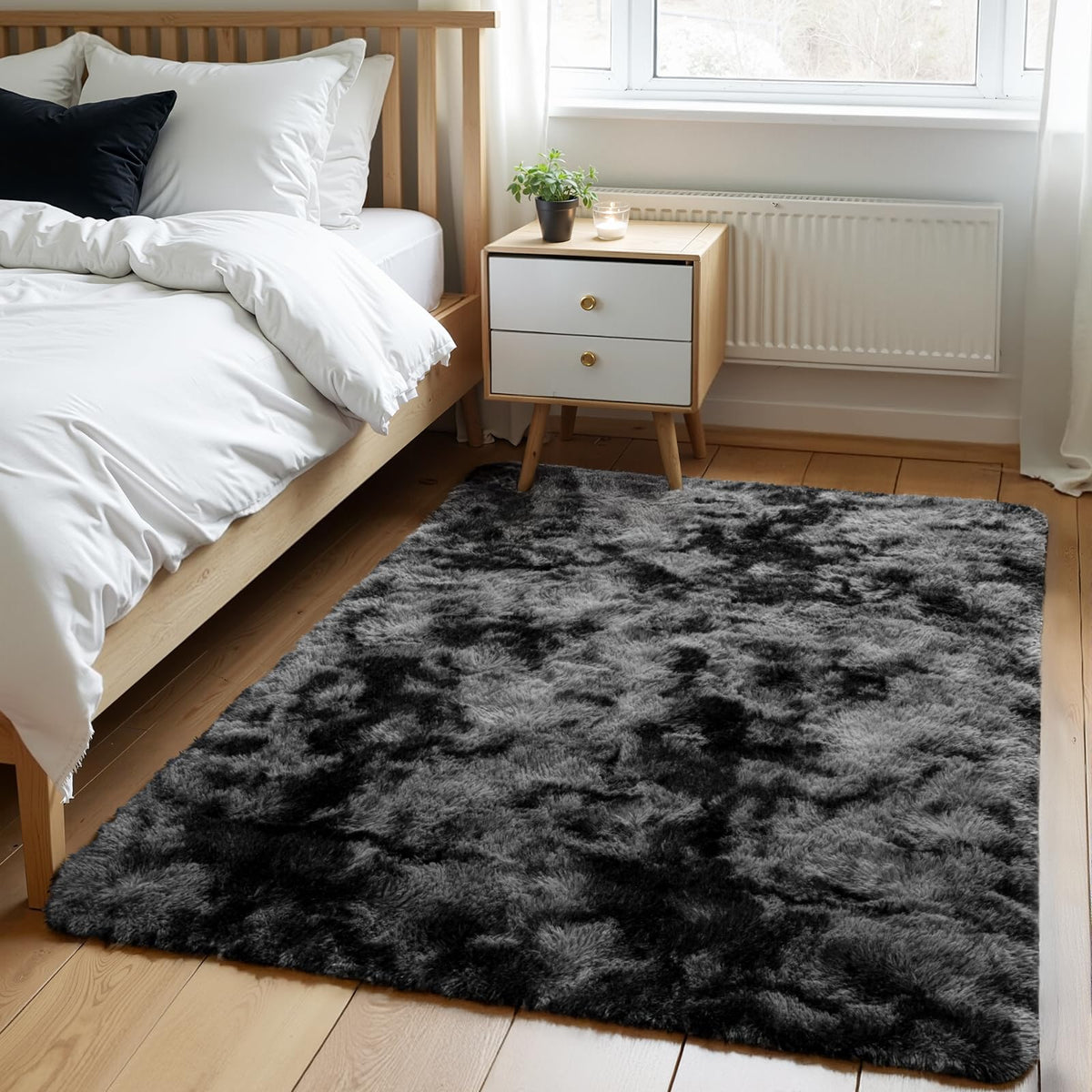 Zentavio Area Rugs for Living Room Grey Rugs for Bedroom 4x6 Carpet Fluffy Furry Soft Shag Aesthetic Plush High Pile Gray Throw Rug for Nursery Kids Room Dorm