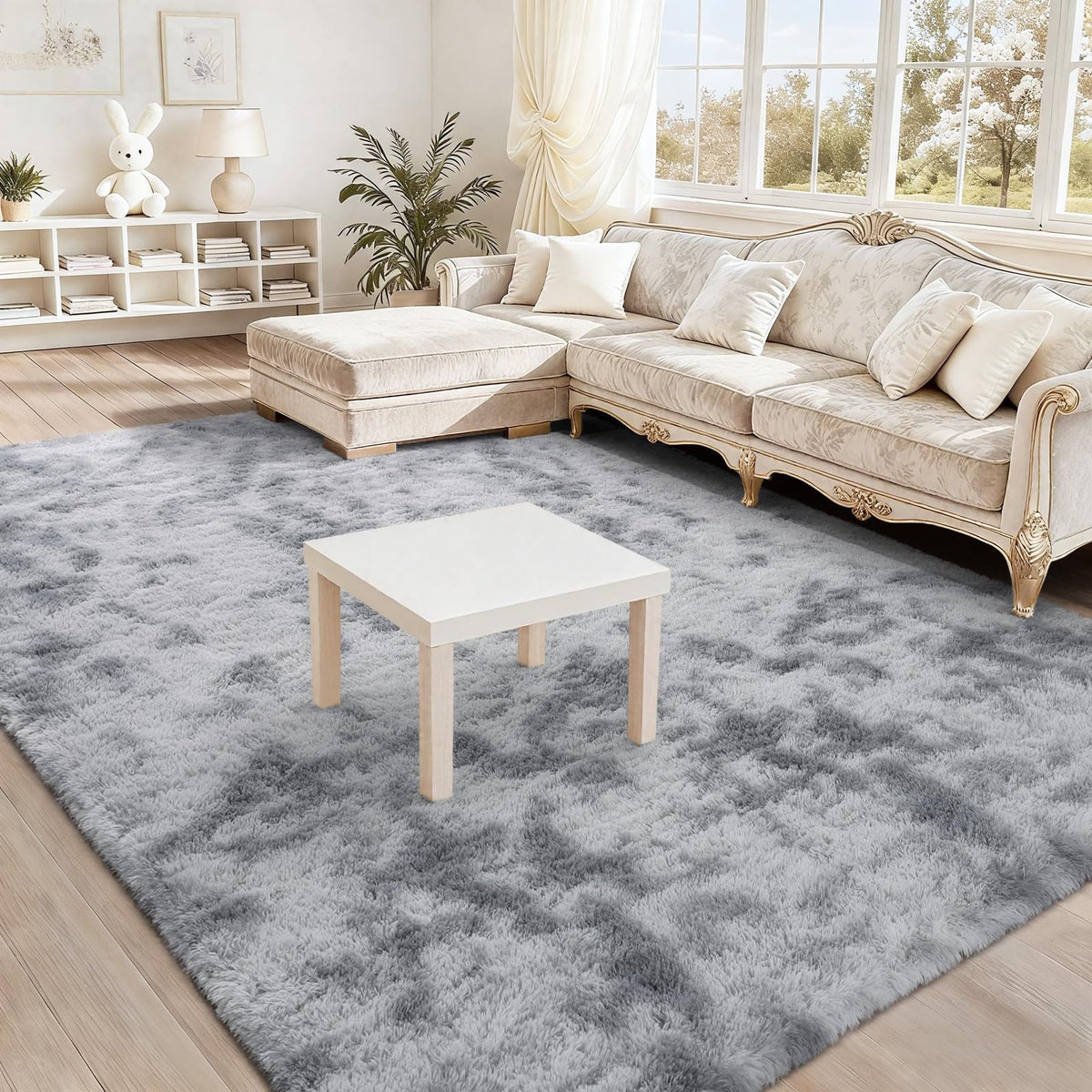 BENRON Cream White Fluffy Rugs for Living Room Bedroom 4x6, Washable