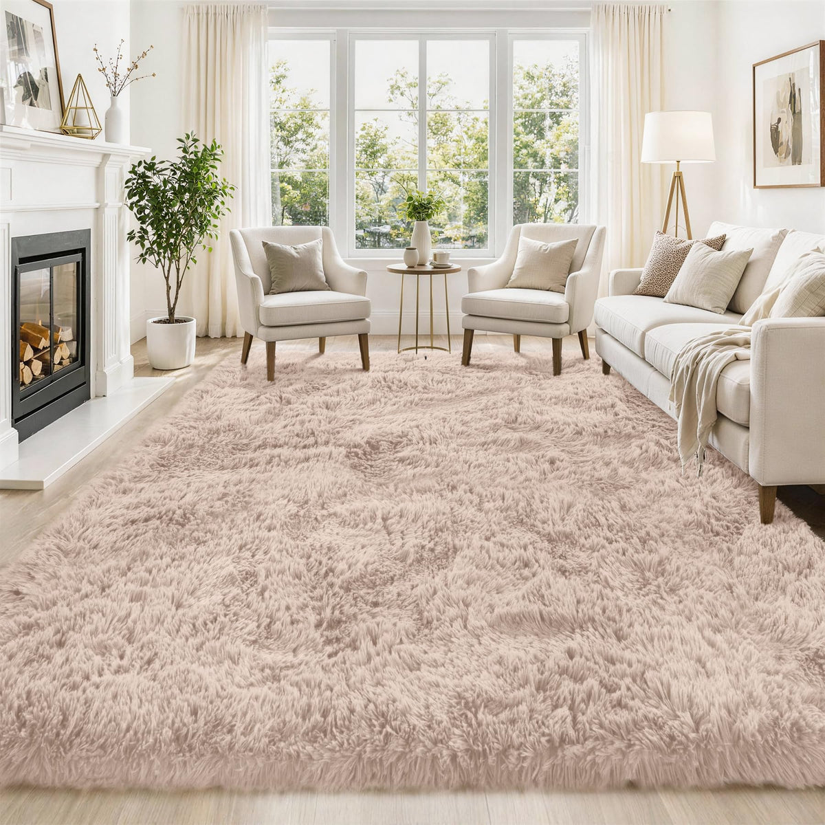 Tosuoka 4x6 Area Rugs for Bedroom, Soft Fluffy Shag Thick Black Rug