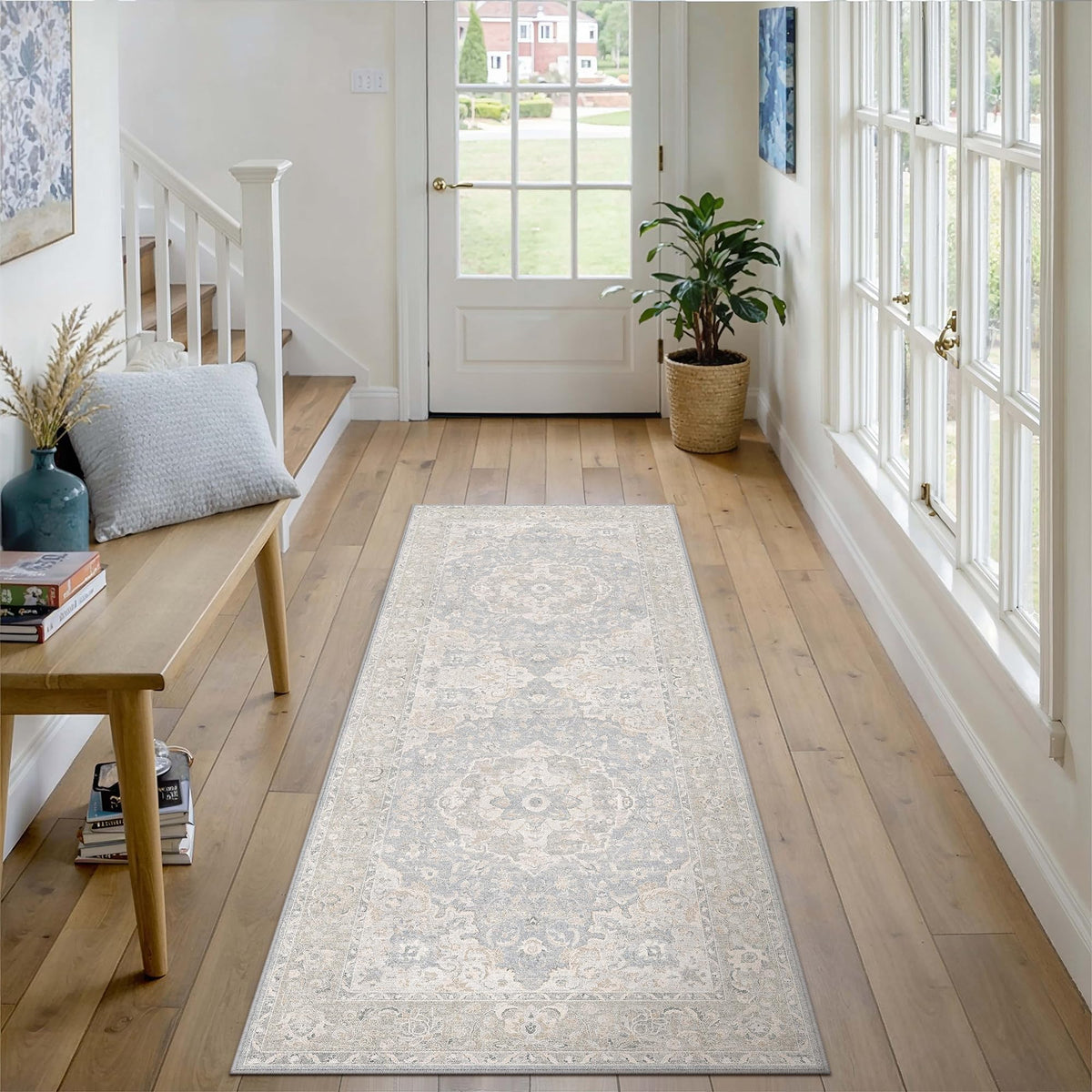 8x10 Beige Area Rug Vintage Carpet