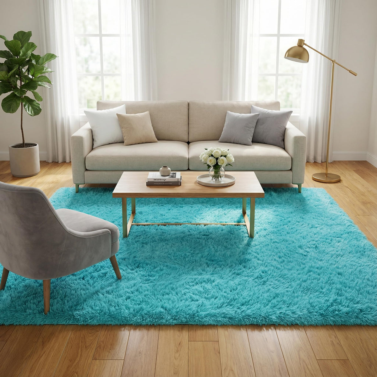 Merelax Soft Area Rug for Livingroom Bedroom, Machine Washable 4x6 Black Rugs Fluffy Shaggy Bedside Rug, Non Slip Indoor Carpet for Nursery Kids Room Home Decor Aesthetic
