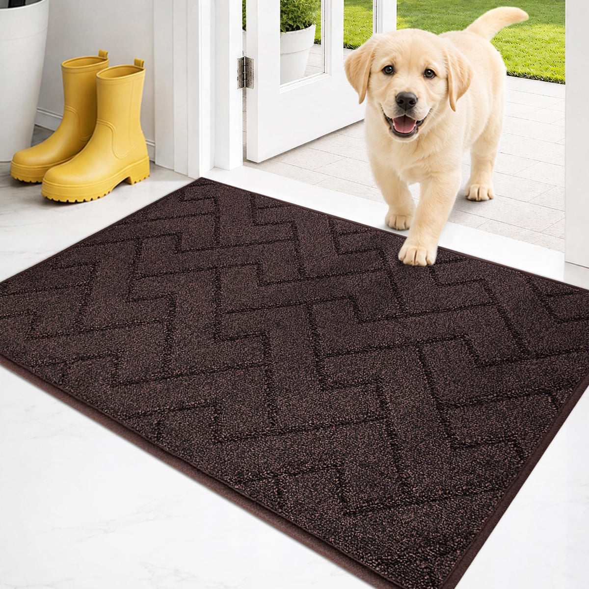 PURRUGS Dirt Trapping Door Mat Indoor Entrance, 20" x 31.5", Grey