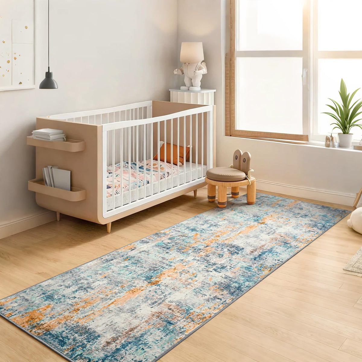 Living Room Rug 5x7 Gray Area Rug Machine Washable Boho Rug Non Slip Abstract Vintage Indoor Large Rugs for Bedroom, Classroom, College Dorm, Farmhouse, Dining Room, Kids Playroom