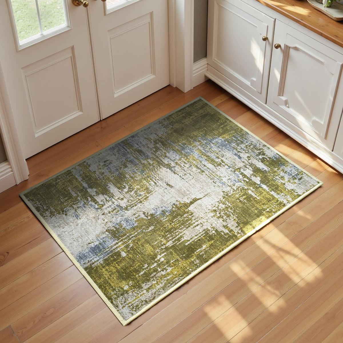 Living Room Rug 5x7 Gray Area Rug Machine Washable Boho Rug Non Slip Abstract Vintage Indoor Large Rugs for Bedroom, Classroom, College Dorm, Farmhouse, Dining Room, Kids Playroom