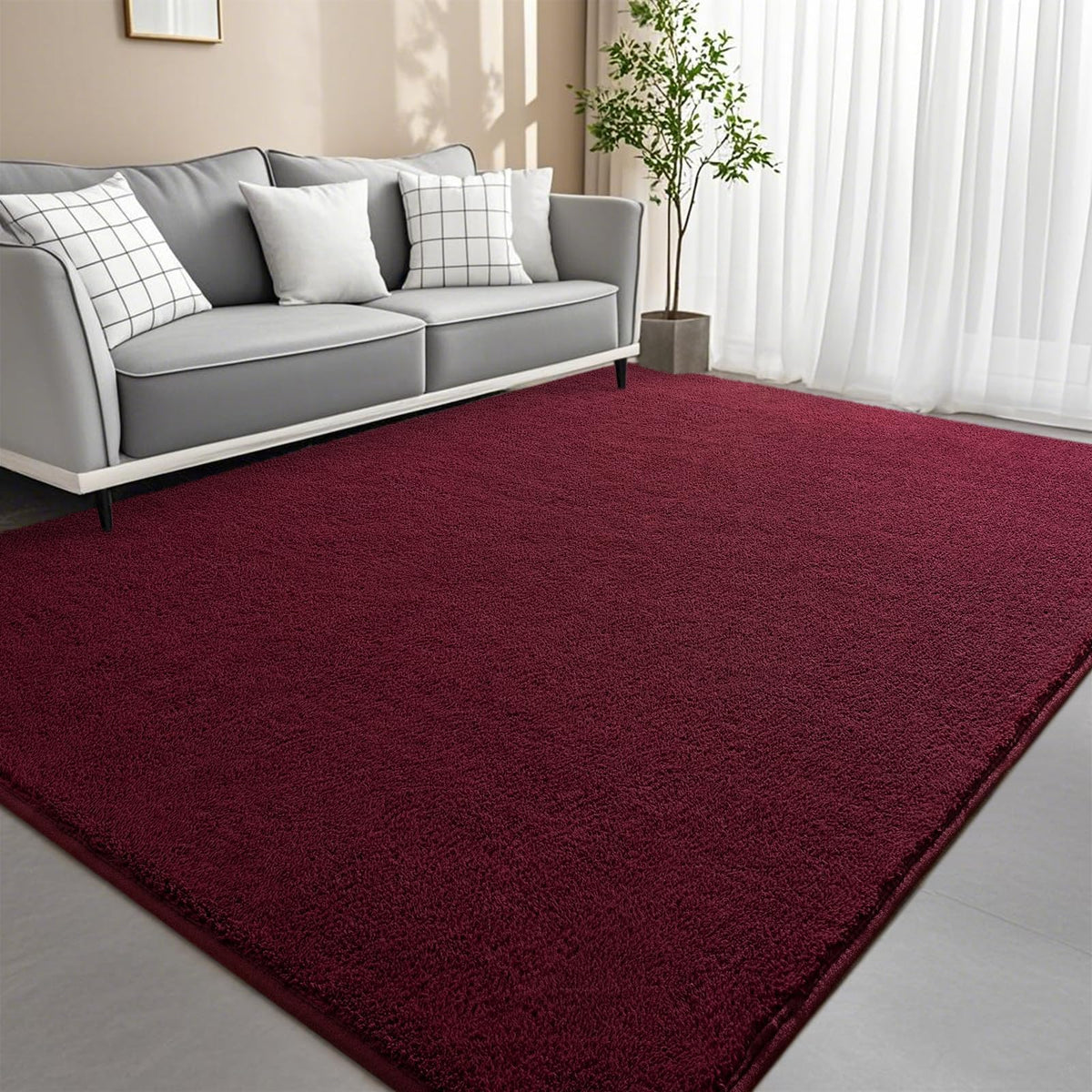 6x9 Feet Grey Area Rugs for Bedroom, Indoor Washable Memory Foam Rug for Living Room, Modern Aesthetic Minimalist Non-Slip Carpets for Kids Boys Girls Adults Dorm Home Decor