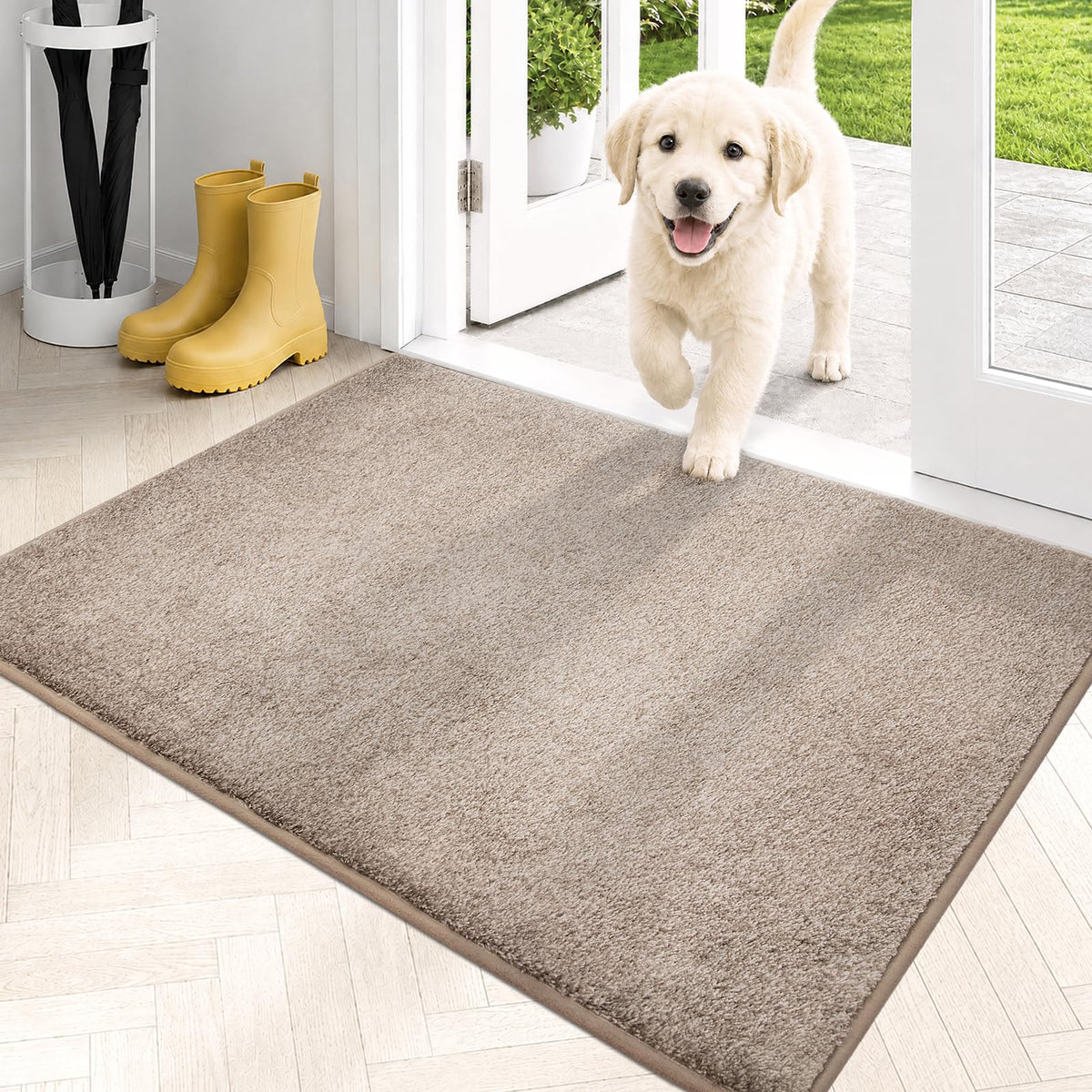 PURRUGS Dirt Trapping Indoor Door Mat, 20" x 31.5", Bluish Grey-Black