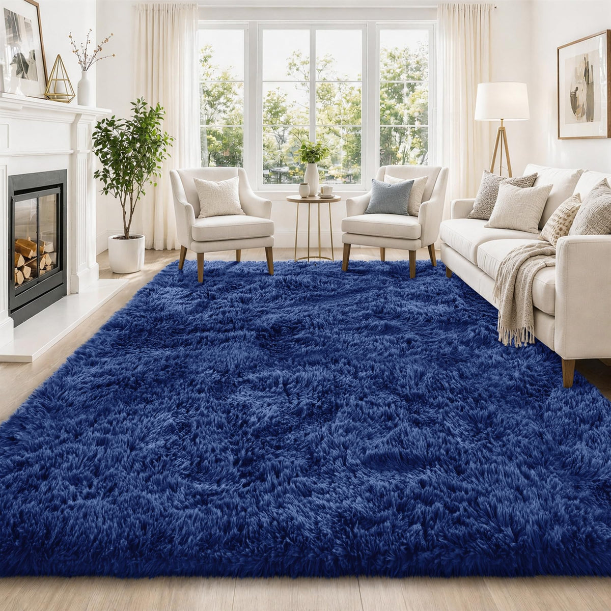 Tosuoka 4x6 Area Rugs for Bedroom, Soft Fluffy Shag Thick Black Rug
