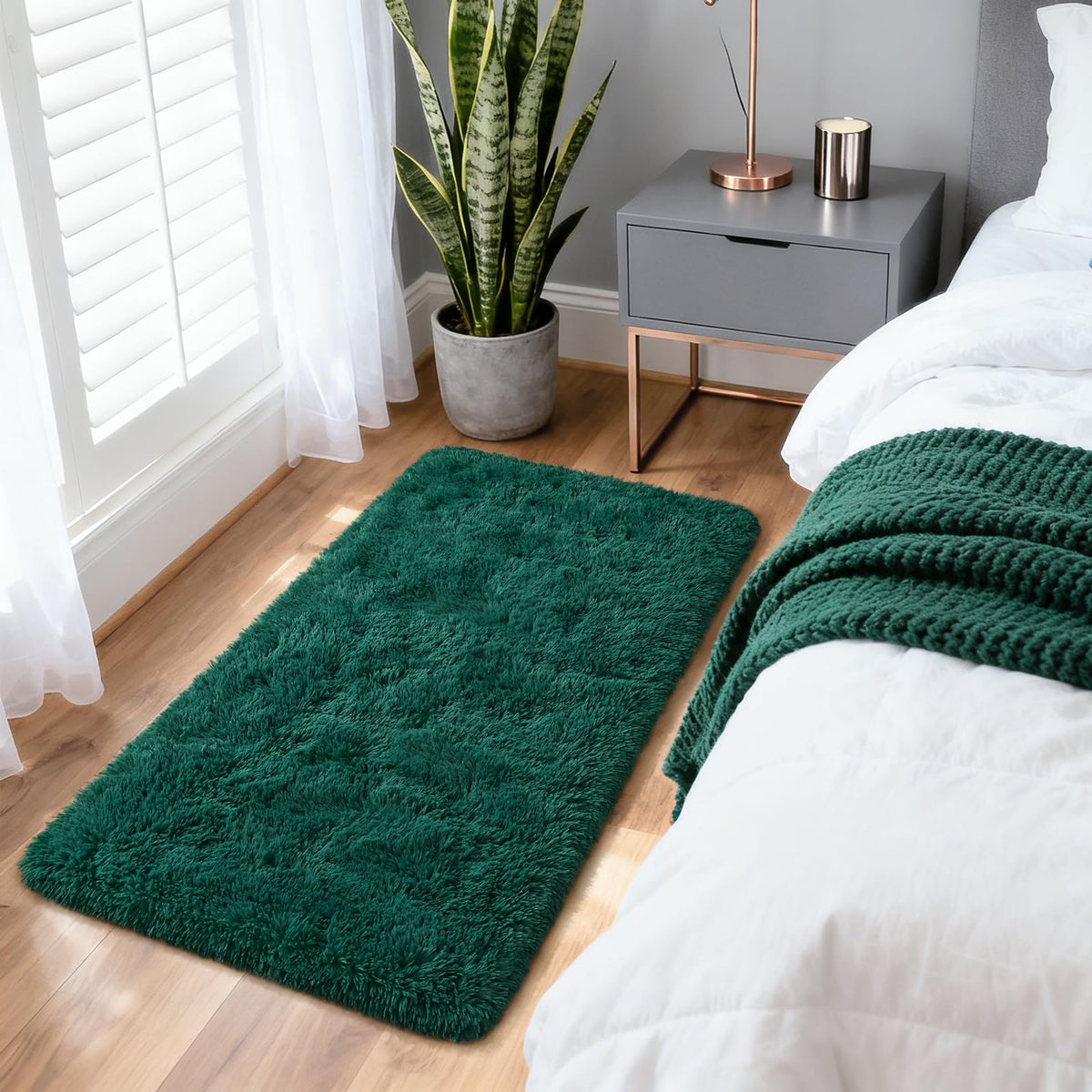 Merelax Soft Area Rug for Livingroom Bedroom, Machine Washable 4x6 Black Rugs Fluffy Shaggy Bedside Rug, Non Slip Indoor Carpet for Nursery Kids Room Home Decor Aesthetic