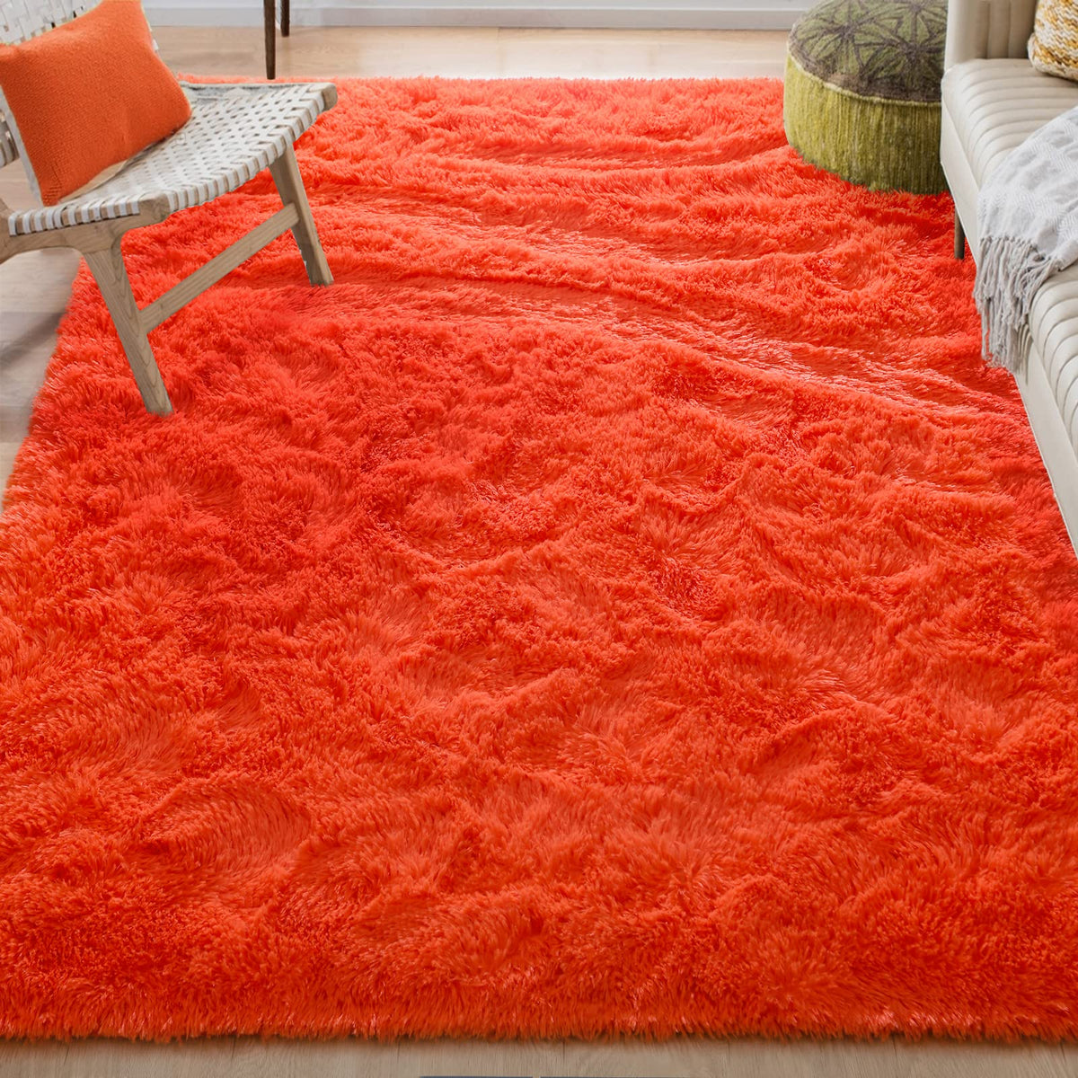 Merelax Soft Area Rug for Livingroom Bedroom, Machine Washable 4x6 Black Rugs Fluffy Shaggy Bedside Rug, Non Slip Indoor Carpet for Nursery Kids Room Home Decor Aesthetic