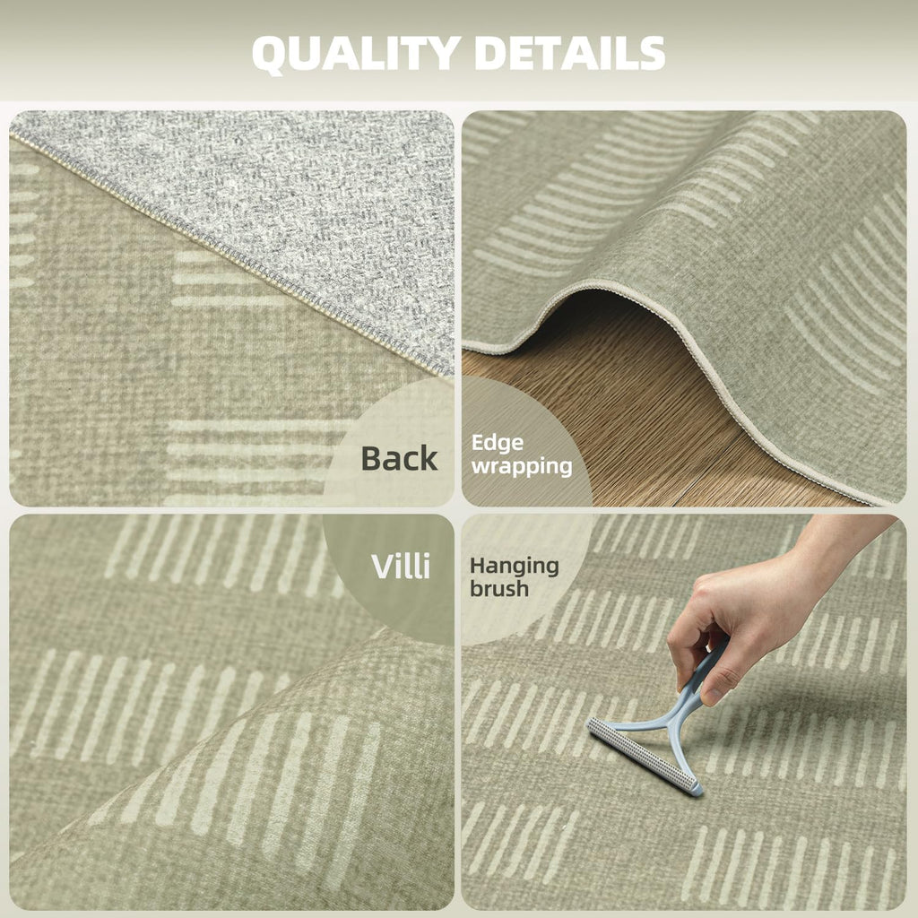 Washable Rugs 8x10 Area Rugs for Living Room,Ultra Soft Faux Wool Retro Carpets,Non Slip Backing,Durable Edge Binding,Stain Resistant,The Large Carpet for Bed Room,Dining Room,Office Decor