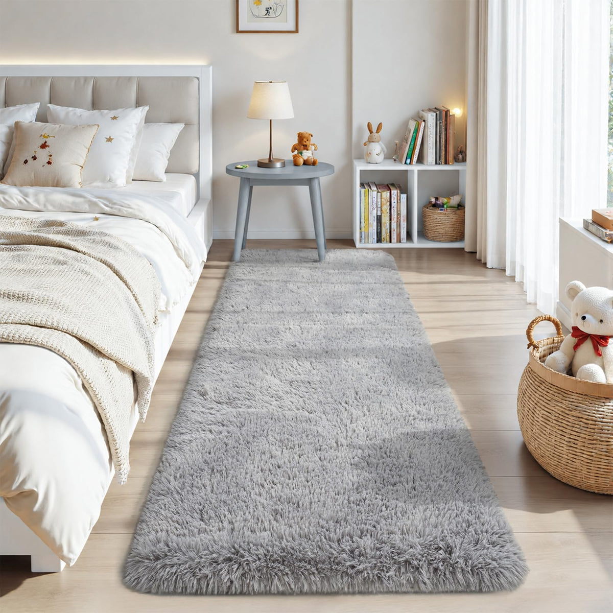 Zentavio Area Rugs for Living Room Grey Rugs for Bedroom 4x6 Carpet Fluffy Furry Soft Shag Aesthetic Plush High Pile Gray Throw Rug for Nursery Kids Room Dorm