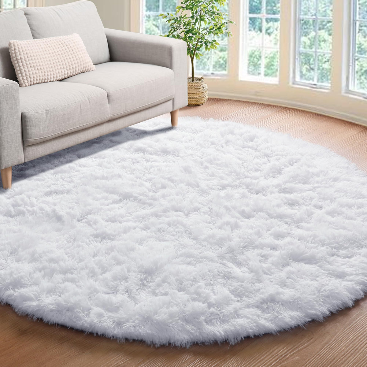 Area Rugs for Bedroom Living Room, 4x6 Fluffy Grey and Black Geometric Rug