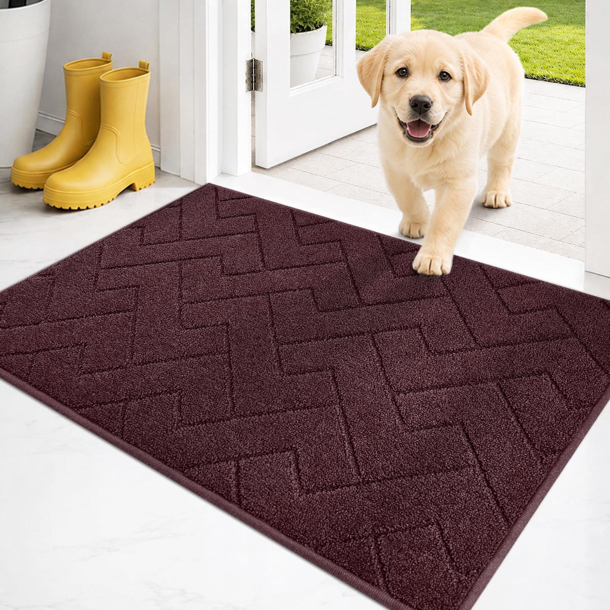 PURRUGS Dirt Trapping Door Mat Indoor Entrance, 20" x 31.5", Grey