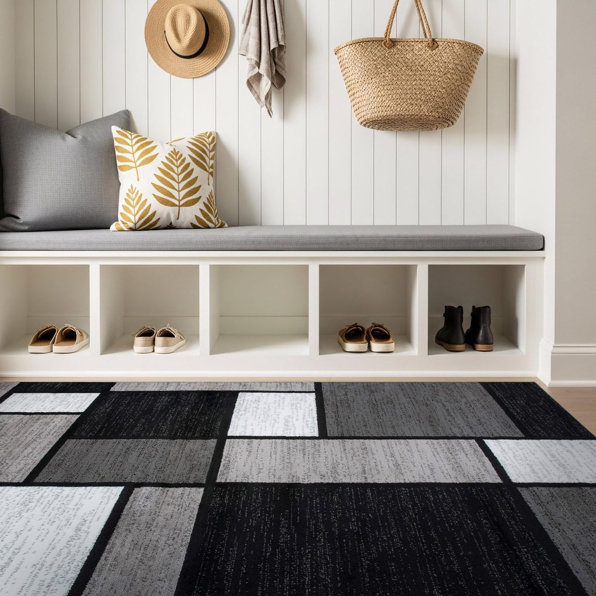 Rugshop Modern Boxes Contemporary Non-Shedding Area Rug Gray 5'3" x 7'3"