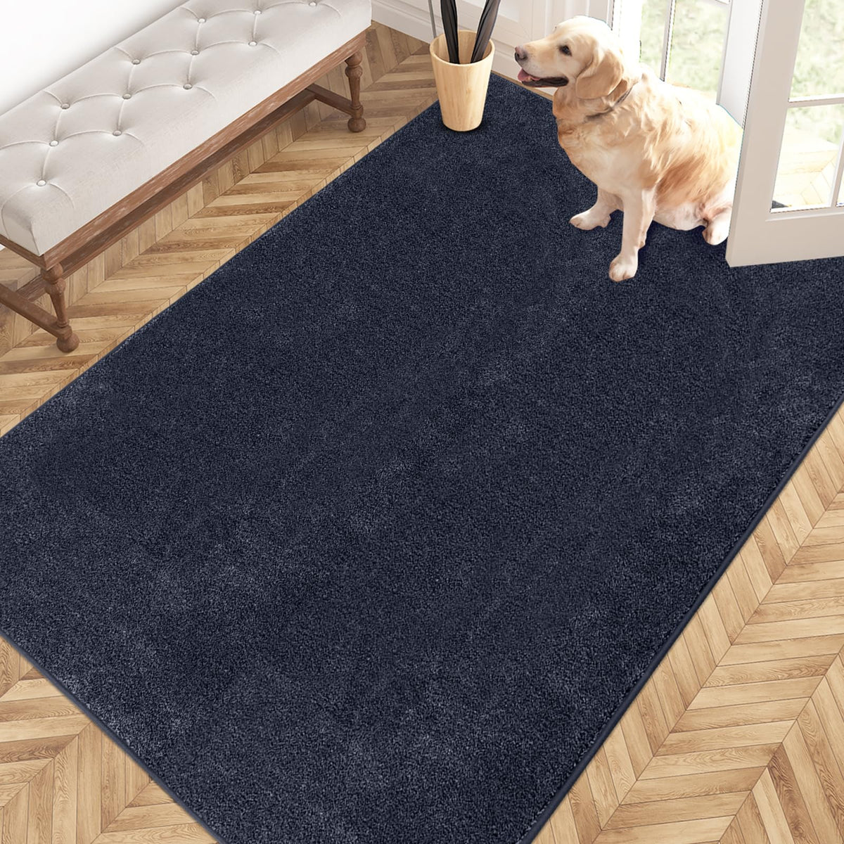 PURRUGS Dirt Trapping Indoor Door Mat, 20" x 31.5", Bluish Grey-Black