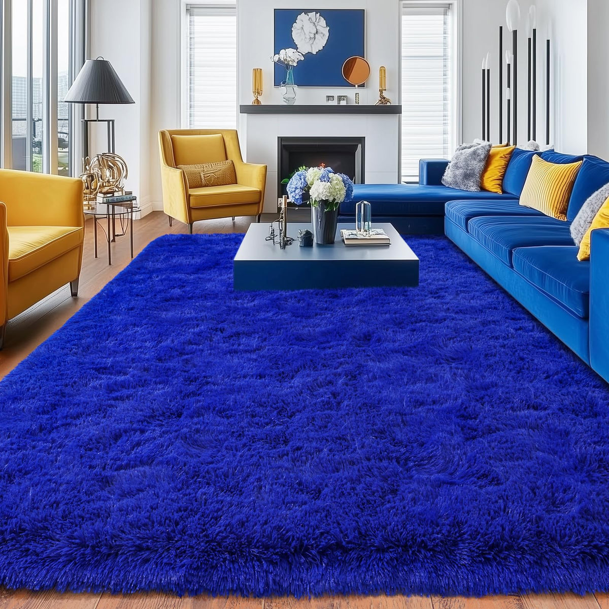 Black Rug for Bedroom, Soft Shaggy Modern Shag 4x6 Area Rugs for Living Room, Upgrade Non-Slip Plush Fluffy Carpet for Kids Boys Girls Room Dorm Home Decor Aesthetic