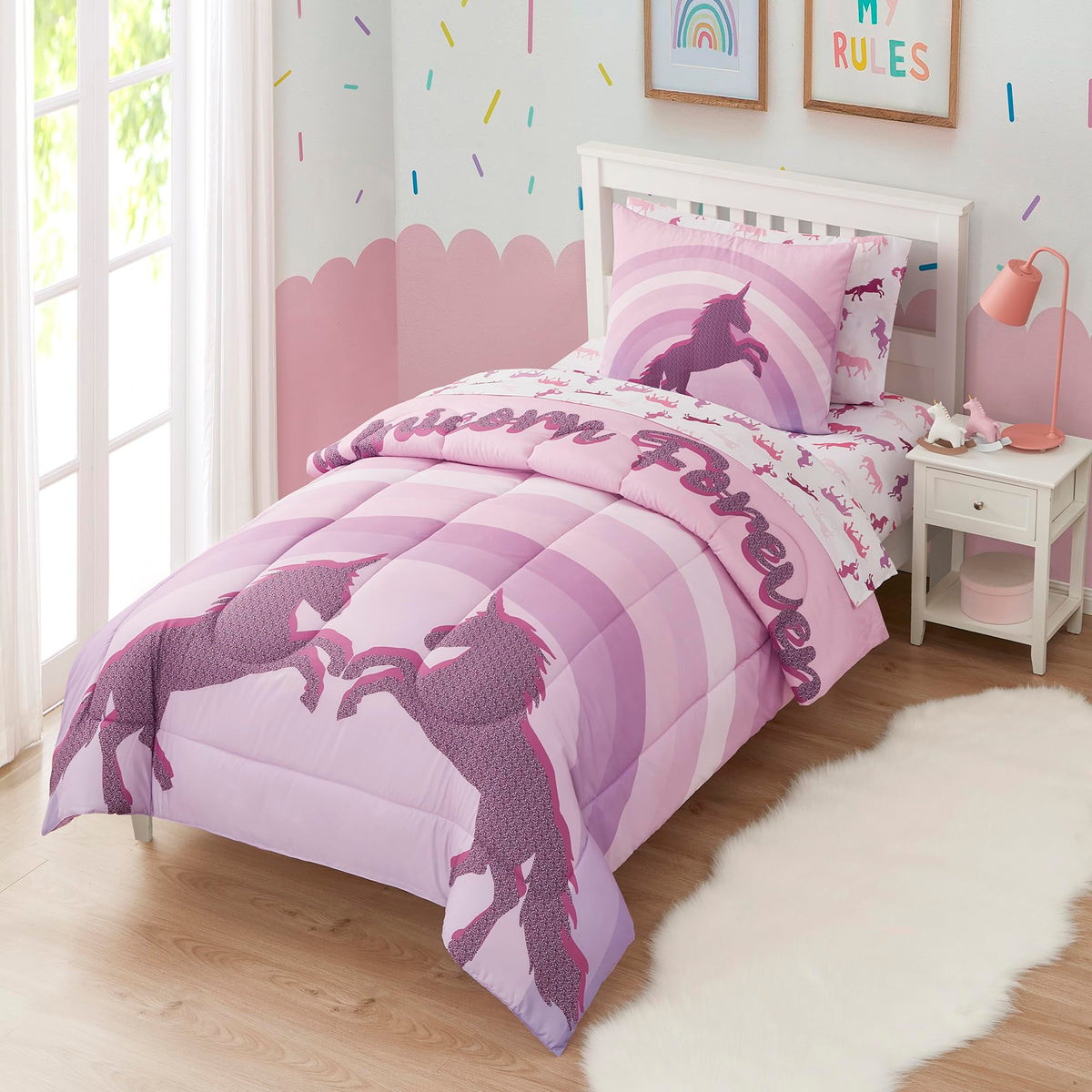 Kids Bedding Set Bed in a Bag for Boys and Girls Toddlers Printed Sheet Set and Comforter, Twin, Fairytale Princess