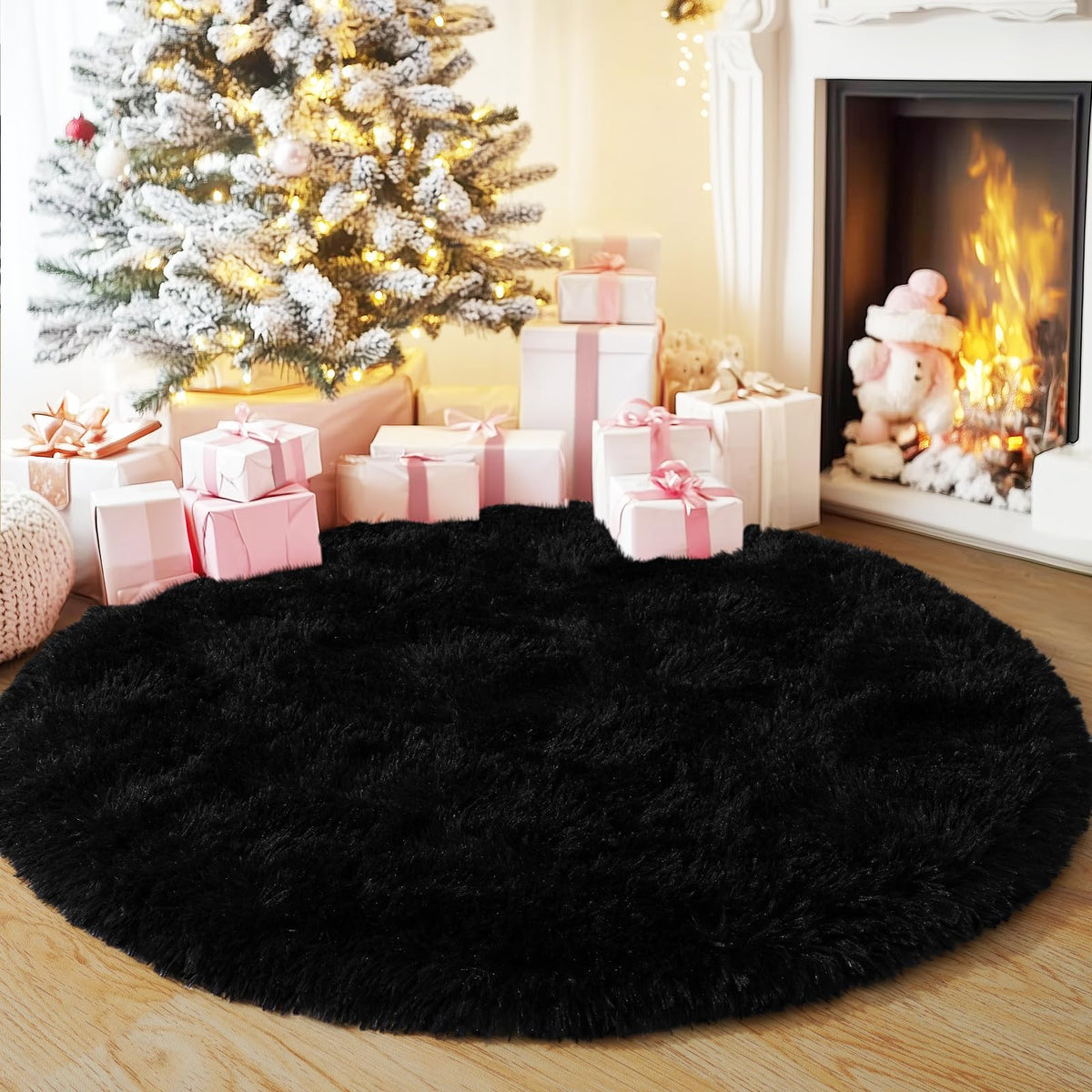 Black Rug for Bedroom, Soft Shaggy Modern Shag 4x6 Area Rugs for Living Room, Upgrade Non-Slip Plush Fluffy Carpet for Kids Boys Girls Room Dorm Home Decor Aesthetic