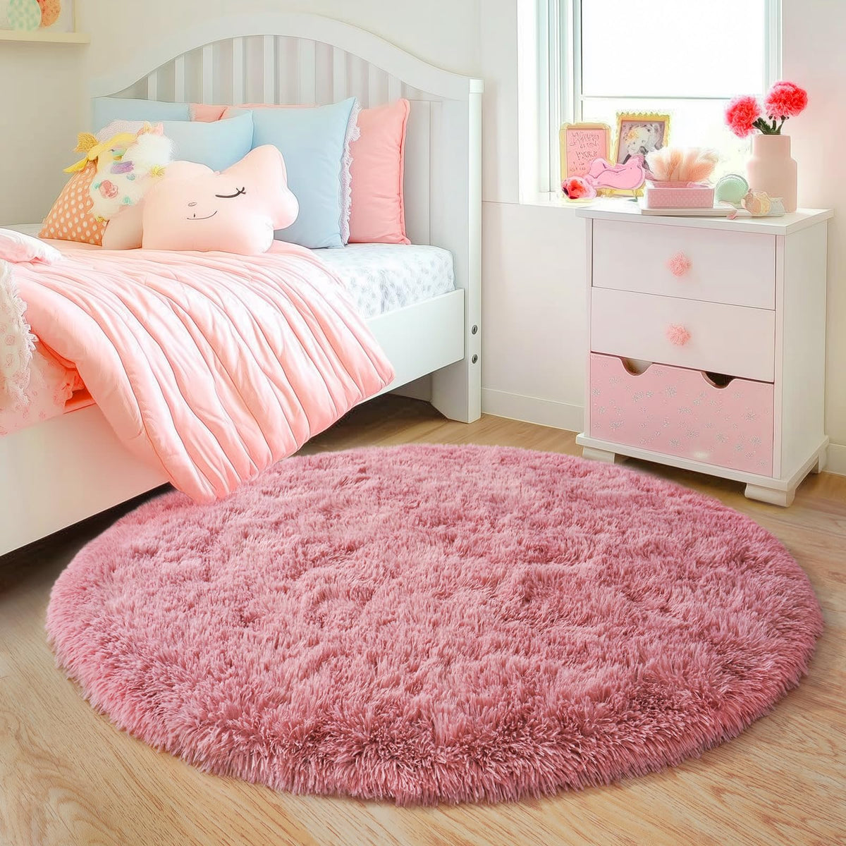 Black Rug for Bedroom, Soft Shaggy Modern Shag 4x6 Area Rugs for Living Room, Upgrade Non-Slip Plush Fluffy Carpet for Kids Boys Girls Room Dorm Home Decor Aesthetic