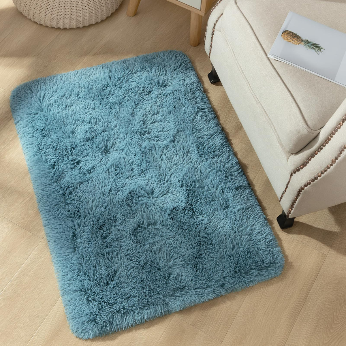 YJ.GWL Shag Runner Rug Non Slip for Bedroom Living Room Soft Small Rugs for Dorm, 2x6 Feet Grey Plush Carpet Runner for Nursery Dorm, Fuzzy Bedside Rug for Kids Boys Girls Room Home Decor