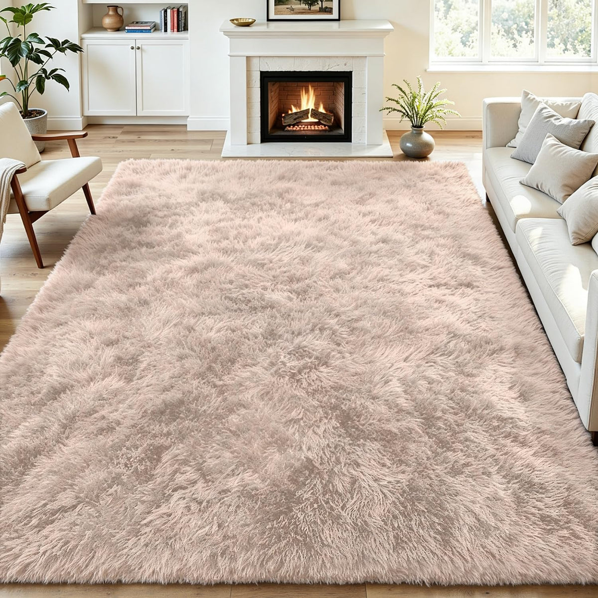 Tosuoka 4x6 Area Rugs for Bedroom, Soft Fluffy Shag Thick Black Rug