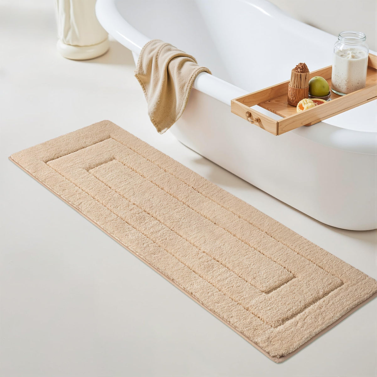 GRANNY SAYS Gray Bathroom Rug 16" x 24", Non-Slip Microfiber Bath Mat