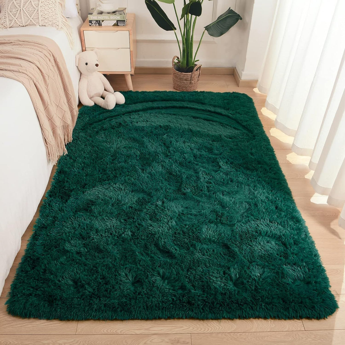 Merelax Soft Area Rug for Livingroom Bedroom, Machine Washable 4x6 Black Rugs Fluffy Shaggy Bedside Rug, Non Slip Indoor Carpet for Nursery Kids Room Home Decor Aesthetic