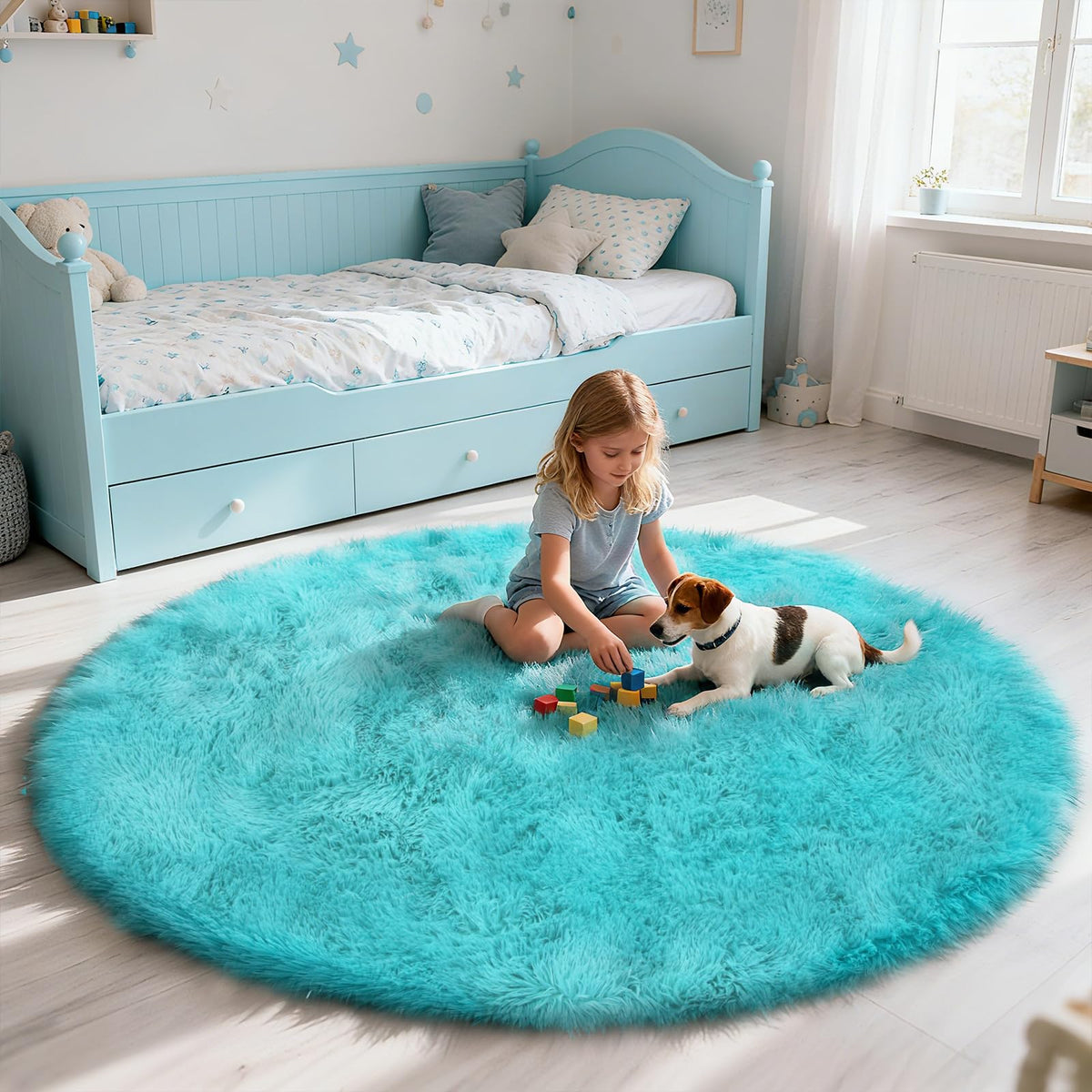 5x8 Shag Area Rug for Bedroom,Grey and Black Fluffy Rugs for Living Room
