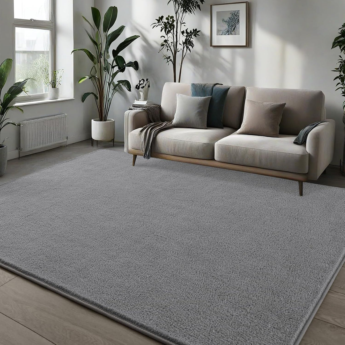 Pettop 4x6 ft Grey Area Rugs for Bedroom Living Room, Washable Memory Foam Indoor Carpet, Modern Aesthetic Minimalist Non Slip Soft Comfy Carpet for Boys Girls Dorm Home Decor