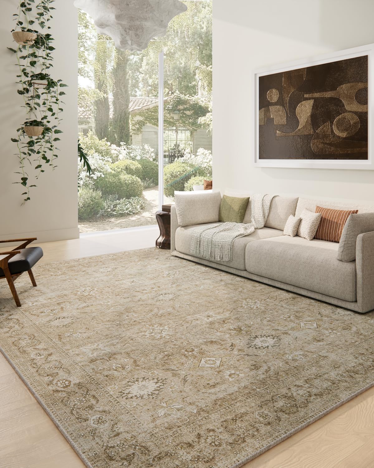 5x7 Area Rug for Living Room: Washable Bedroom Rug Non Slip Low Pile Carpet