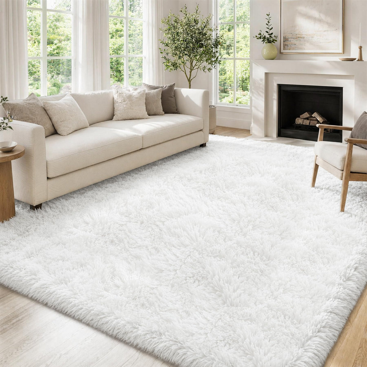 Tosuoka 4x6 Area Rugs for Bedroom, Soft Fluffy Shag Thick Black Rug