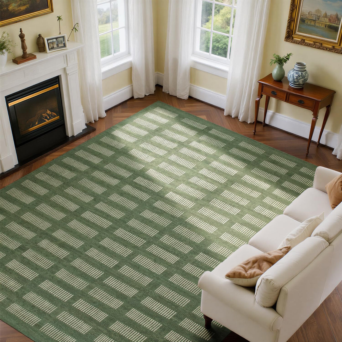 Washable Rugs 8x10 Area Rugs for Living Room,Ultra Soft Faux Wool Retro Carpets,Non Slip Backing,Durable Edge Binding,Stain Resistant,The Large Carpet for Bed Room,Dining Room,Office Decor