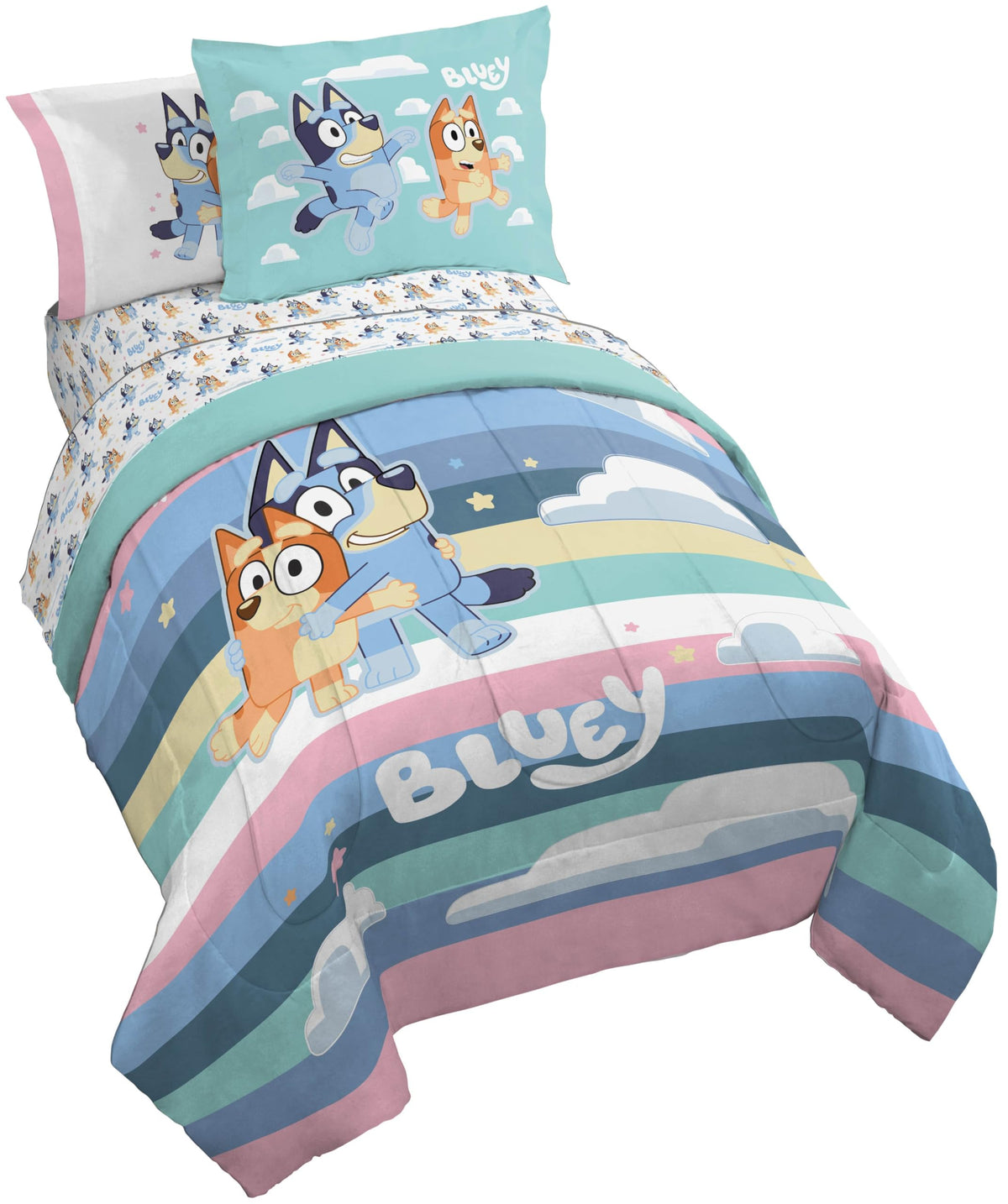 Jay Franco Kids Comforter Set Includes Sheets and Pillow Cover - Soft and Cozy Bed Set for Stylish Room Decor, Blue - Toy Story, 7 Piece Full