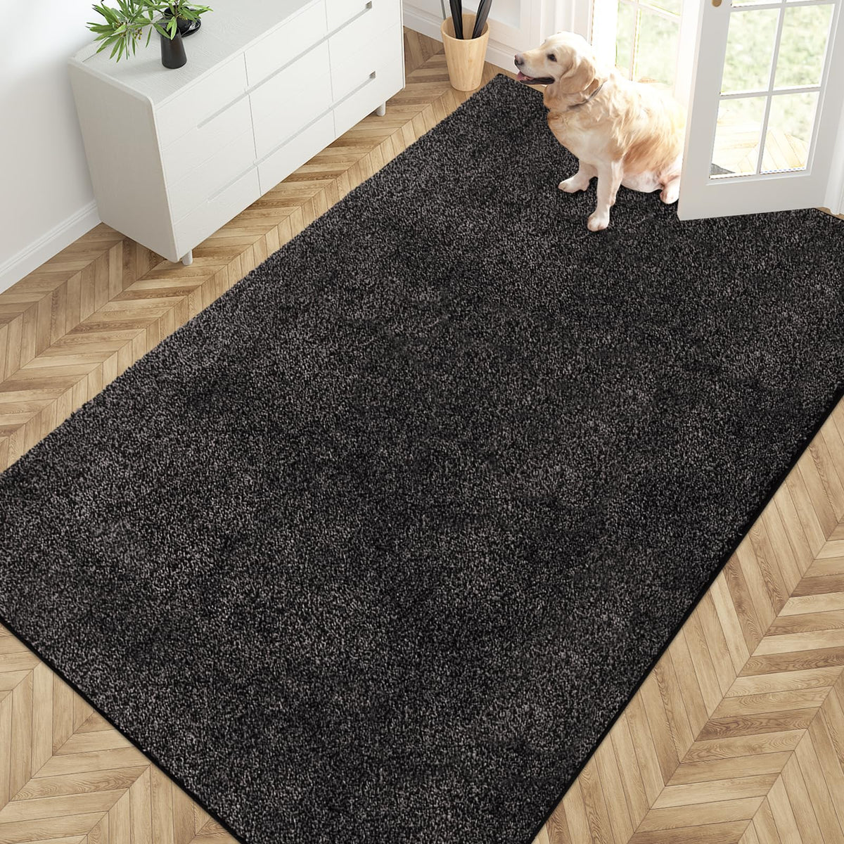PURRUGS Dirt Trapping Indoor Door Mat, 20" x 31.5", Bluish Grey-Black