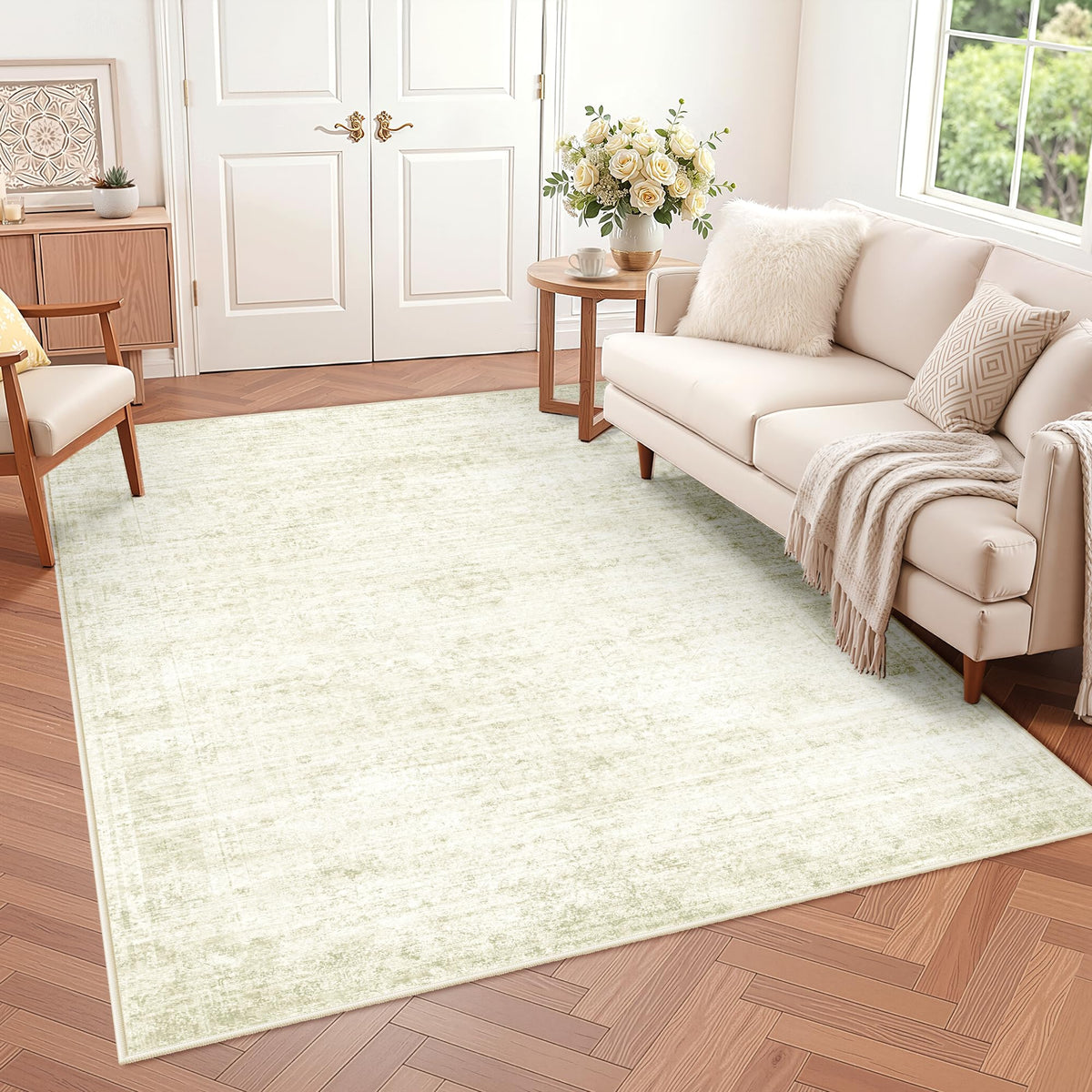 LIVELYGLOW 5x7 Washable Abstract Area Rug, Small Indoor Bedroom Dorm Rug